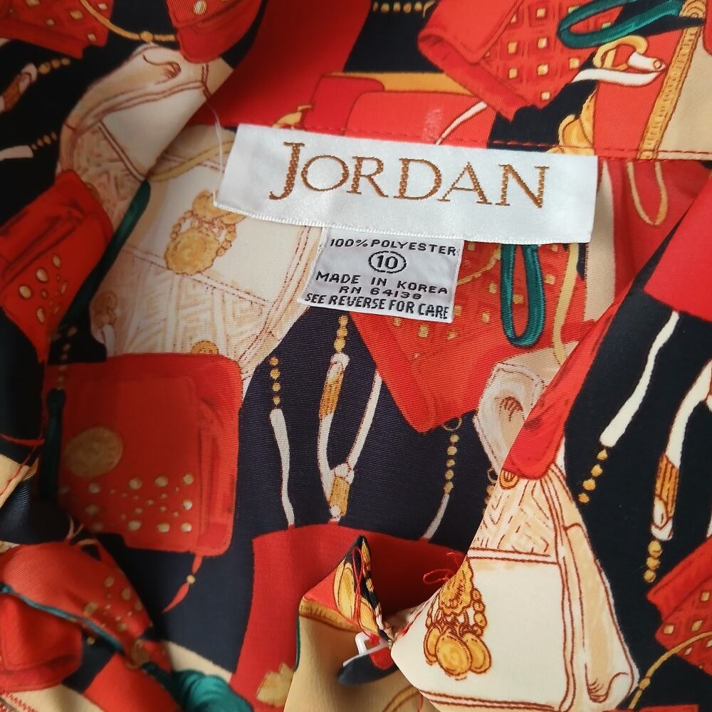 VTG Jordan Blouse Sz 10 Made in Korea Purse Novelty Print Button Down Shirt 80s - Picture 4 of 7